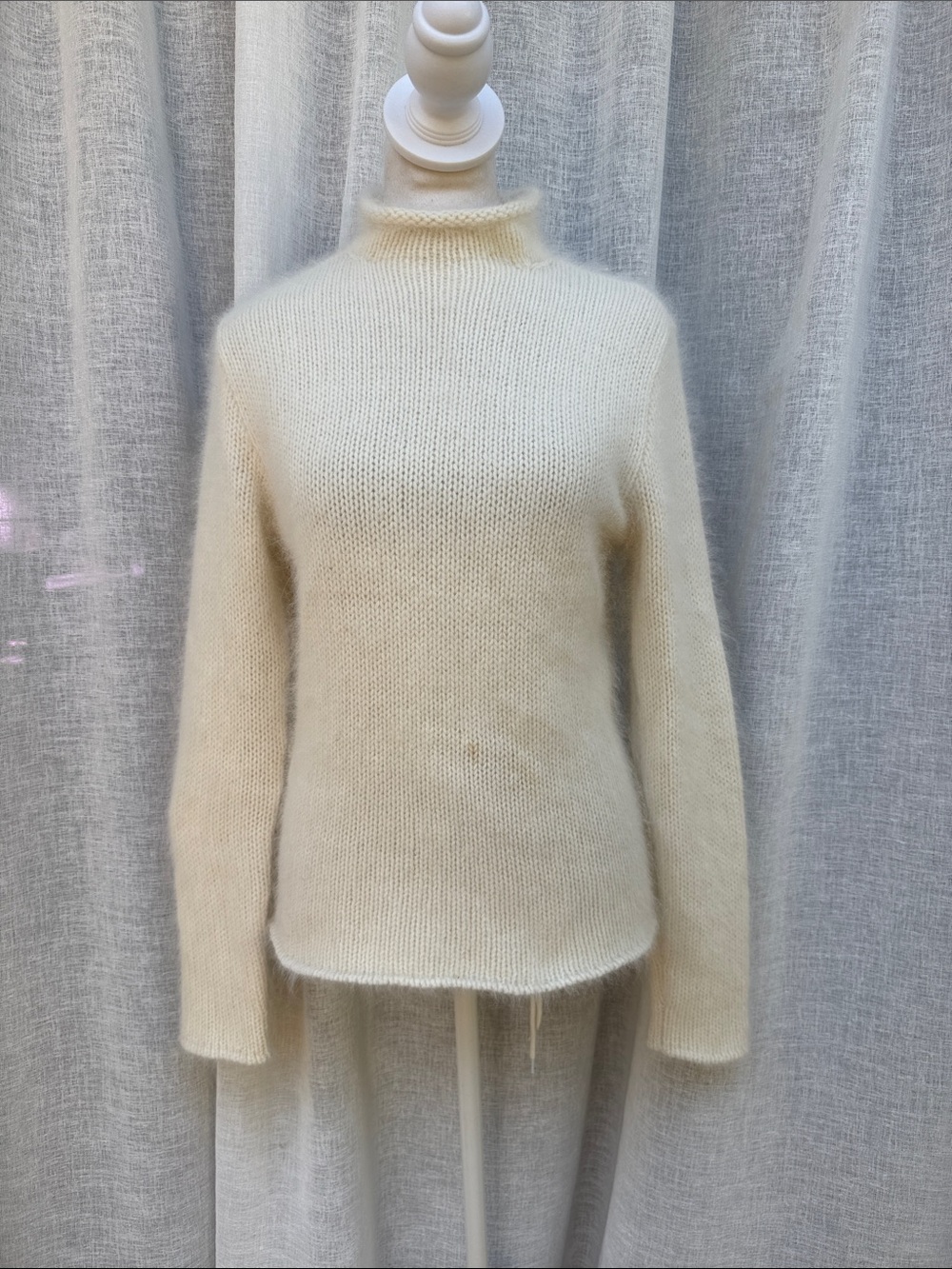 Ralph Lauren Sport off white wool angora knit mock-neck sweater